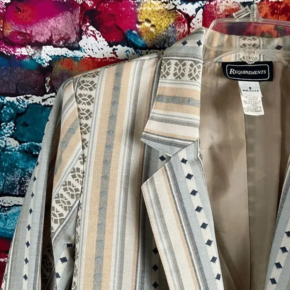 Vintage 90s Requirements Pastel Southwestern Vibes Blazer Jacket Size 8 USA